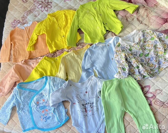 Вещи детские 62-76 рост, пеленки 8 шт всё коробкой