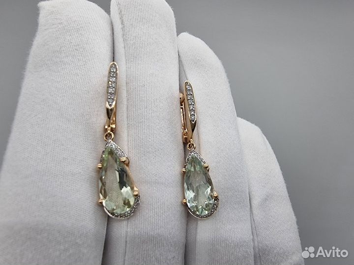 Золотые Серьги 585 пробы с бриллиантами. Рассрочка