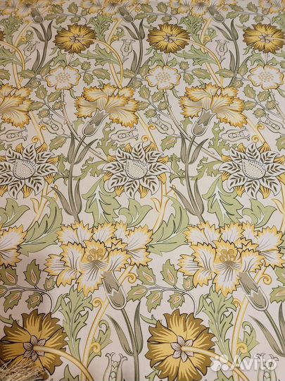 Ткань хлопковая саржа Гвоздики желтые Моррис