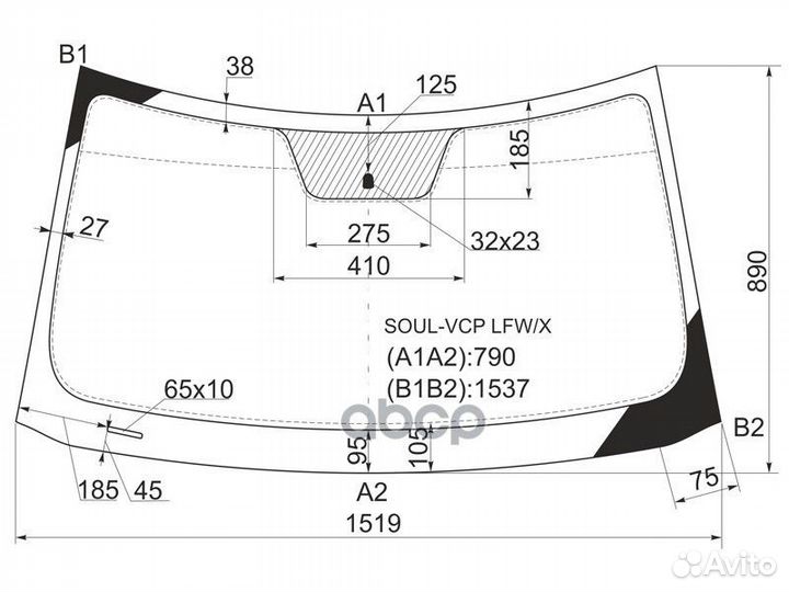 Стекло лобовое KIA soul AM 08-13 soul-VCP LFW/X