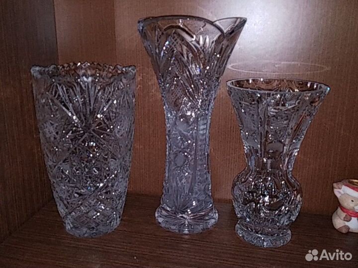 Хрустальные ладьи, салатники,вазы,солонки,икорница