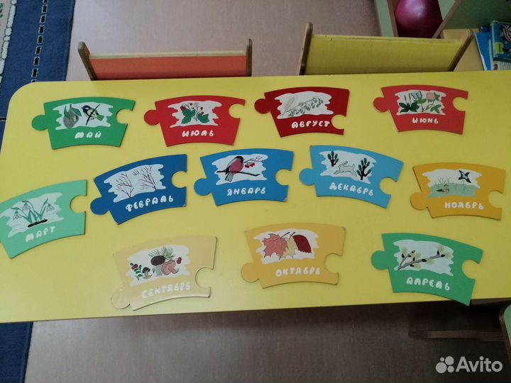 Деревянные пазлы, Времена года'', ручная роспись