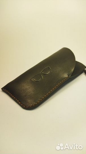 Футляр для очков кожаный серый