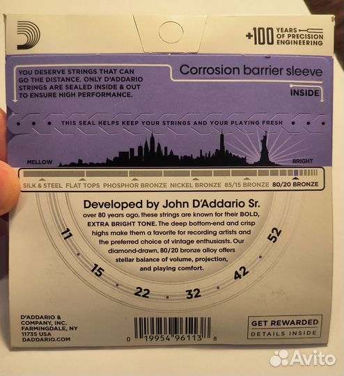 Струны для гитары daddario bronze 011-052