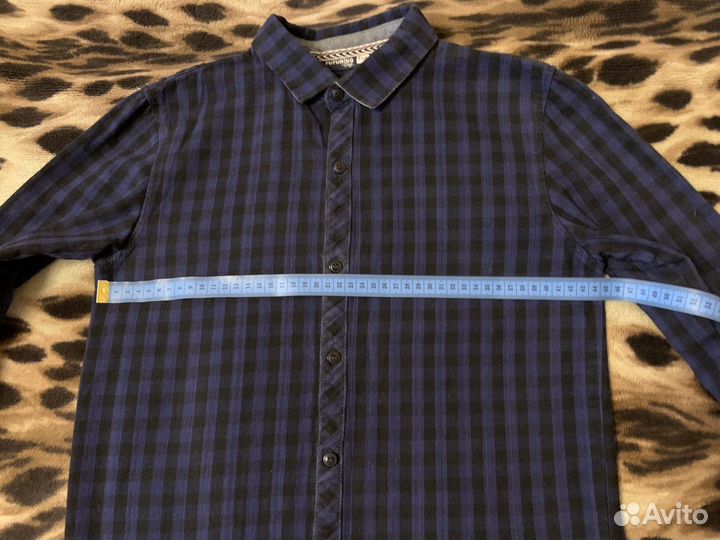 Рубашка теплая в клетку и школьная голубая