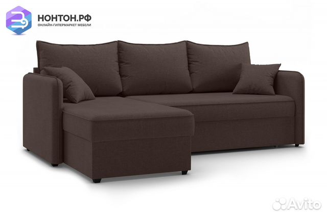 Угловой диван дельфин Нельсон коричневый