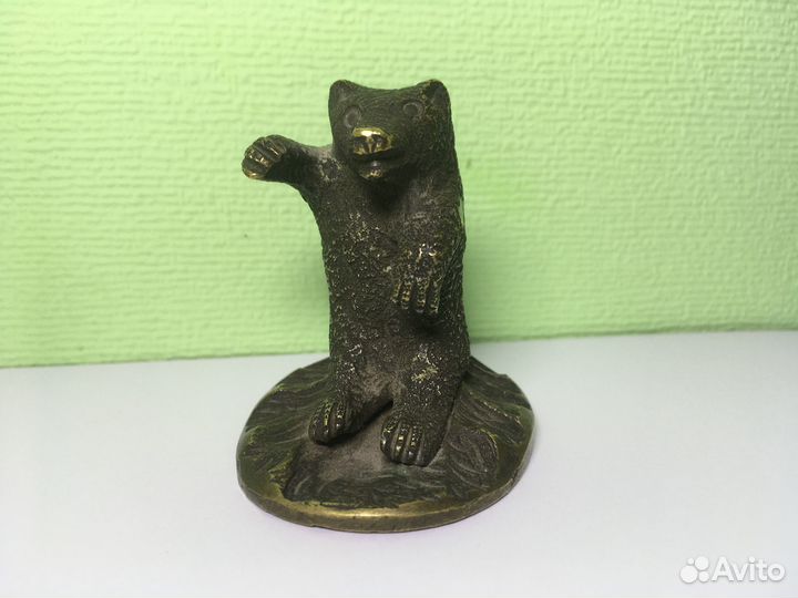 Старинная статуэтка Медведь, латунь/бронза