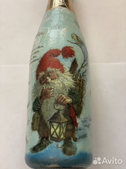 Бутылка декоративная в технике декупаж