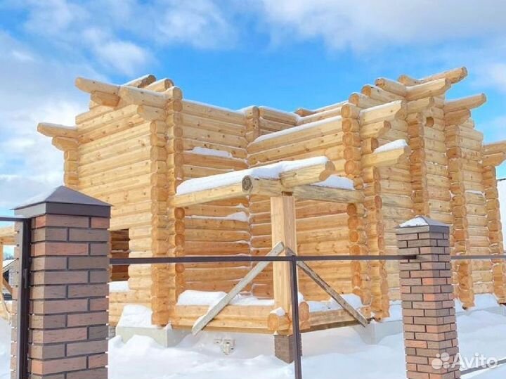 Рубка сруба под дом из лафета