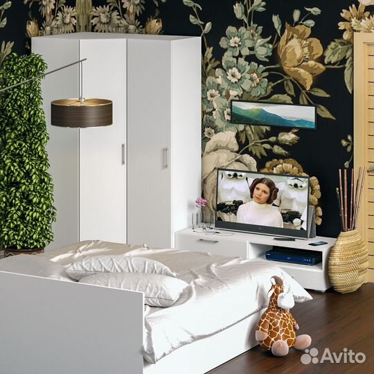 Мебель для спальни белая Стандарт № 4 Стандарт с кроватью 1800, цвет белый, спальное место 1800х2000