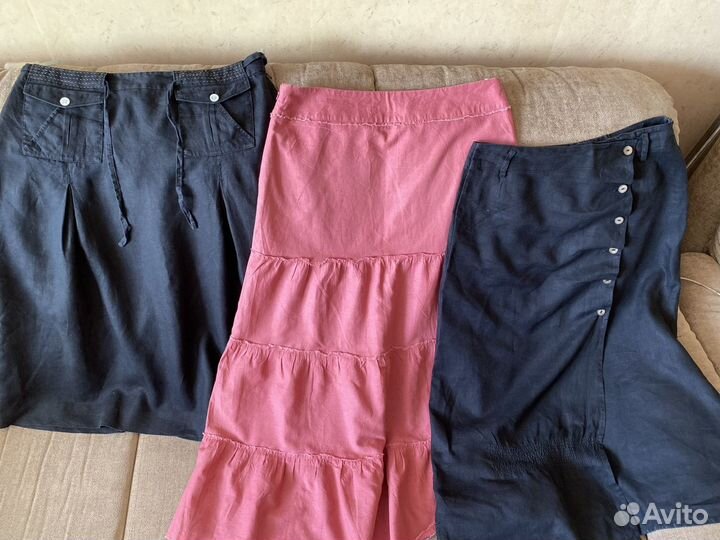 Юбка льняная,макси,р46-48