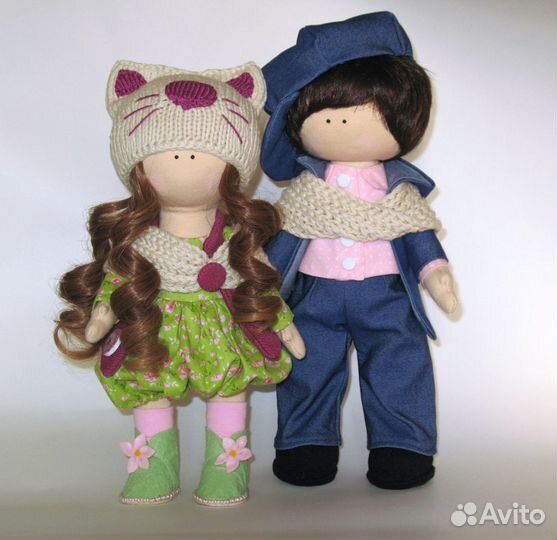 Текстильная интерьерная кукла мальчик 30см
