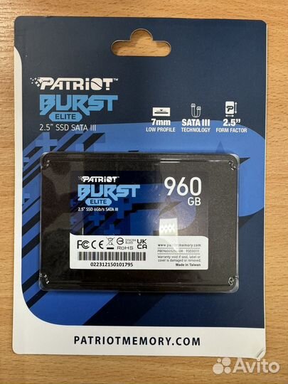 SSD накопитель patriot 960 гб