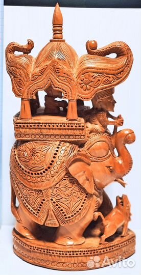 Слон с паланкином резной, сандал, богатство в дом