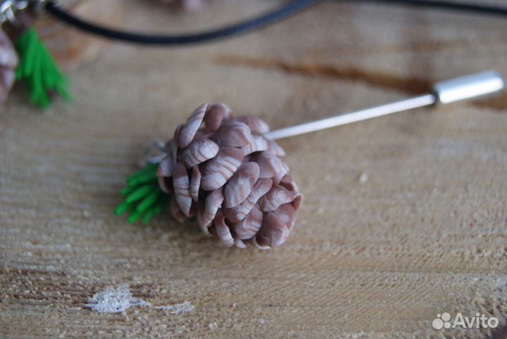 Шишки. Серьги, кулоны, броши. Полимерная глина