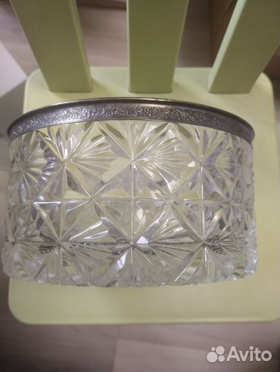 Ваза хрустальная, мельхиор 1970 г