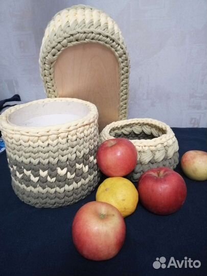 Корзинка из трикотажной пряжи