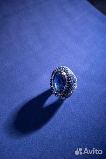 Кольцо GRS Gemresearch Swisslab с природным синим