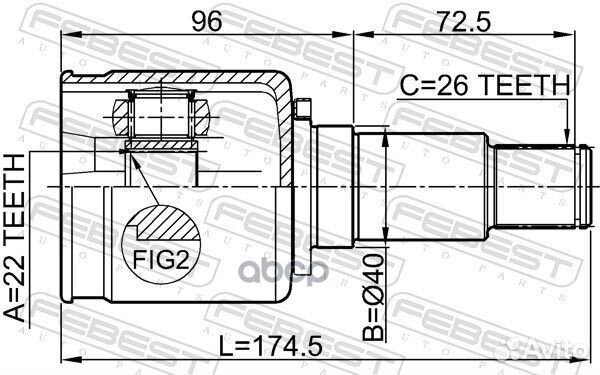 Шрус внутренний правый 22x40x26 (suzuki grand V