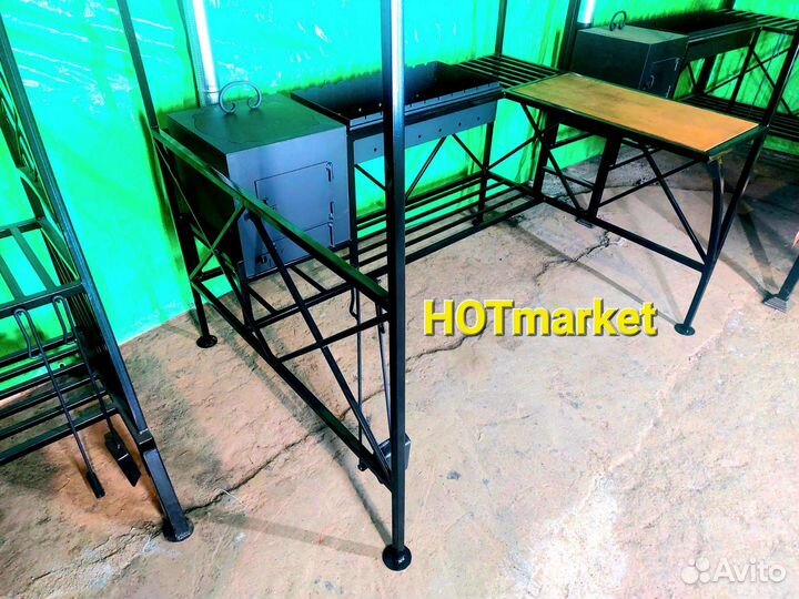 Мангал с печью под казан и крышей