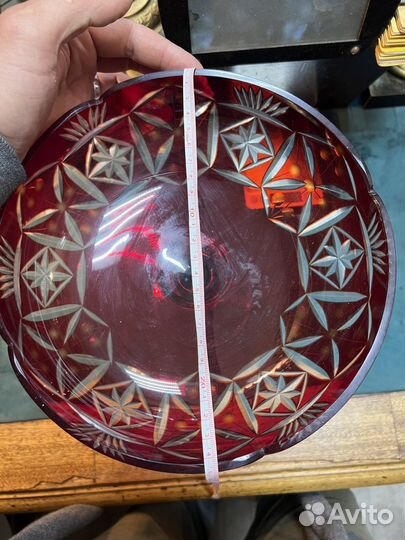 Ваза хрустальная цветная СССР большая