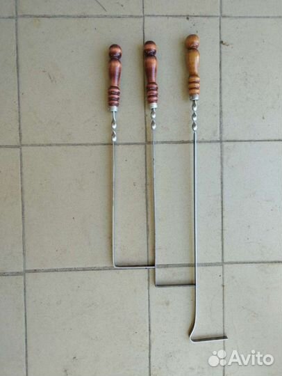 Кочерга из нержавейки с деревянной ручкой