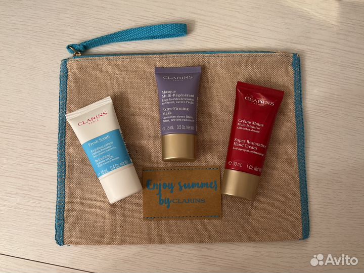 Clarins набор миниатюр крем маска скраб
