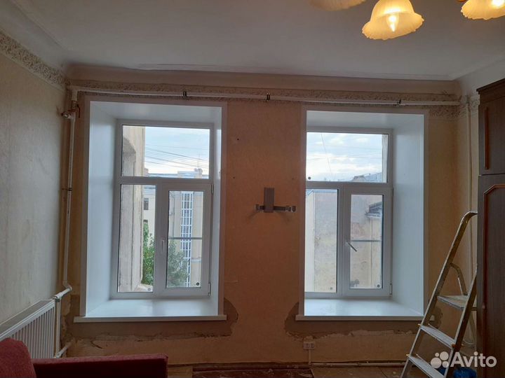 Установка откосов Белых и цветных и подоконников