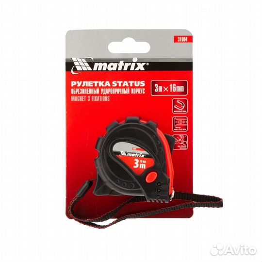 Рулетка Status Magnet 3 fixations,3 м х 16 мм,обре