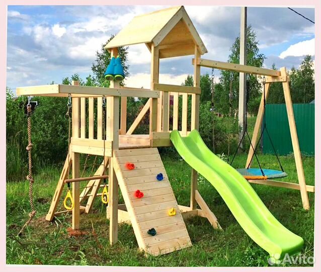 Детская игровая деревянная площадка