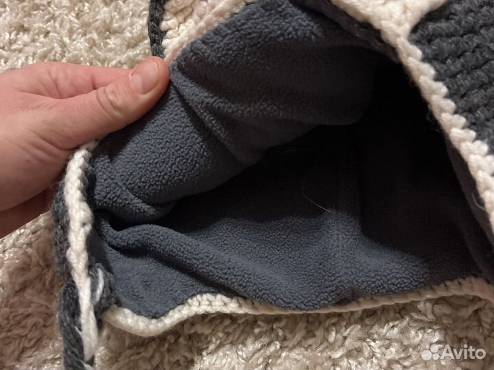 Шапка вязаная с флисом