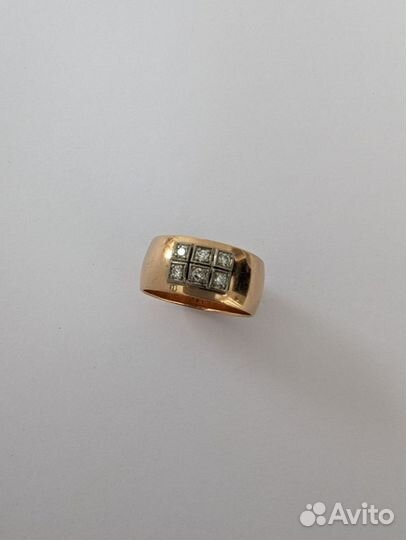 Кольцо обручальное с бриллиантами золотое СССР 583