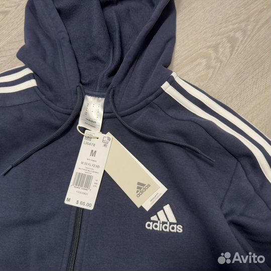 Оригинал Новое Adidas флисовое зип худи