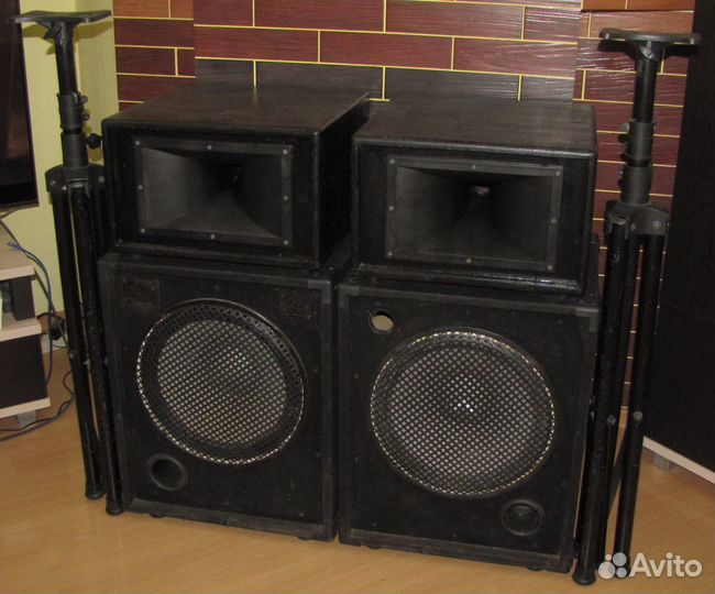 Колонки Pro 1100W Cабы C-Mark Рупоры FA Штативы