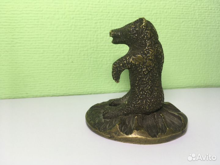 Старинная статуэтка Медведь, латунь/бронза