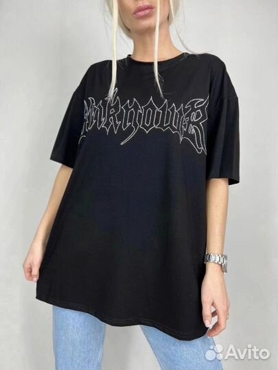 Футболка женская 48-54р,цвет чёрный, хб трикотаж