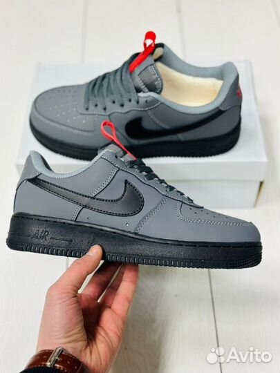 Зимние Кроссовки Nike Air Force 1 Low Grey Black