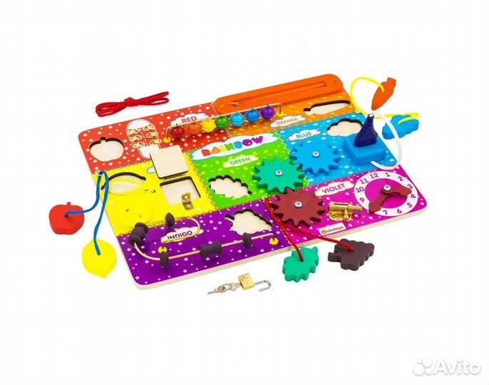 Бизиборд монтессори английский язык деревянный