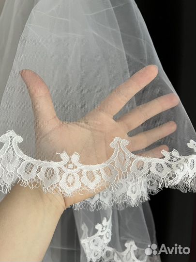 Фата свадебная с оборкой 80 см