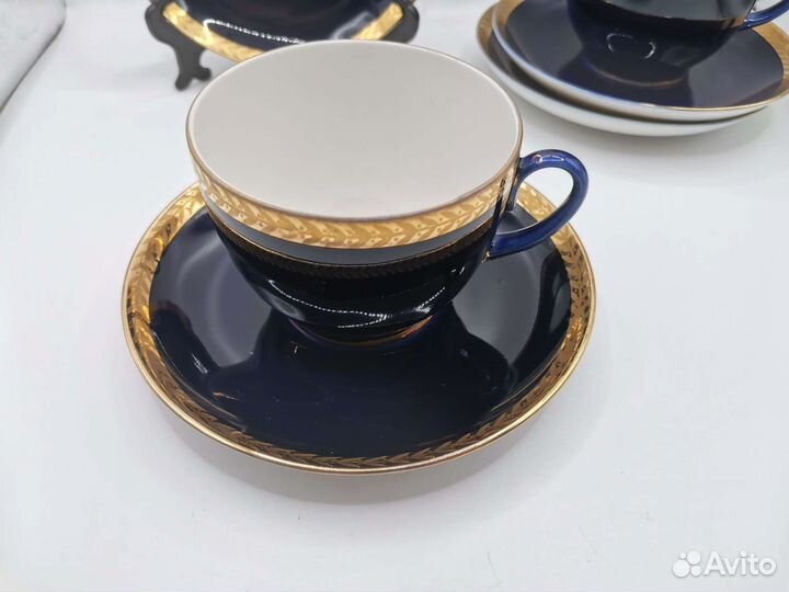 Чайная пара Кобальт Позолота лфз СССР