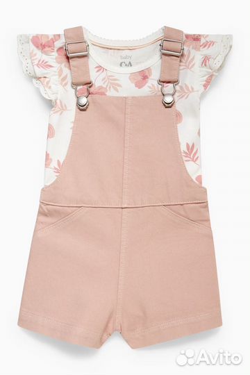 Джинсовый комбинезон с футболкой для девочки 92