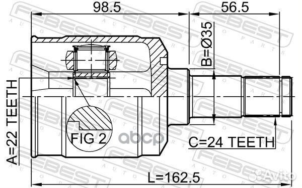 ШРУС внутренний левый 22x35x24 (mazda 323 BA 19