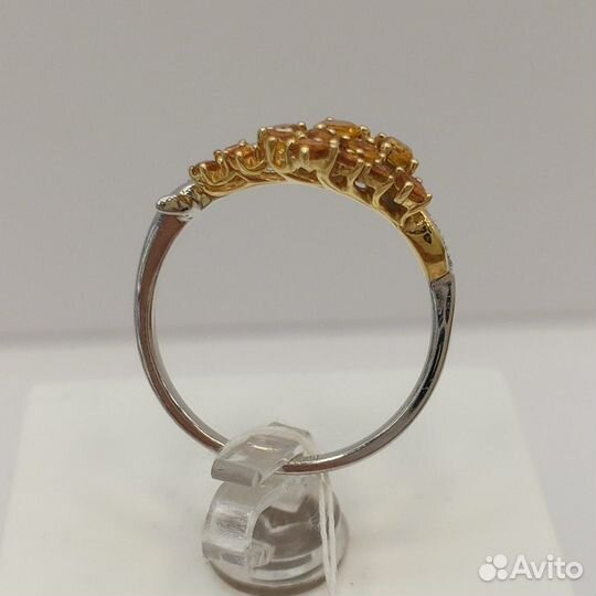 Кольцо, Золото белое 585. Вставка:Бр кр17 3/3,Кору