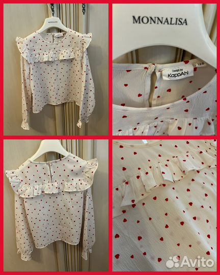 Блузка с сердечками на 128 см