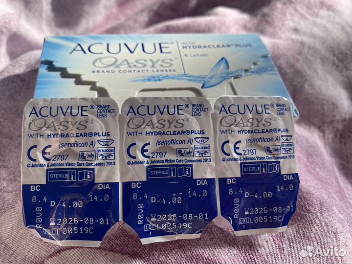 Линзы Acuvue Oasys -4.00 (with Hydraclear Plus)