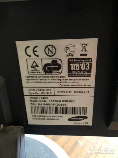 Монитор samsung syncmaster 940N