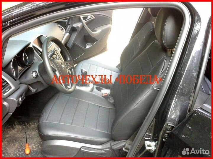 Чехлы Opel Astra J из экокожи чёрные Классика