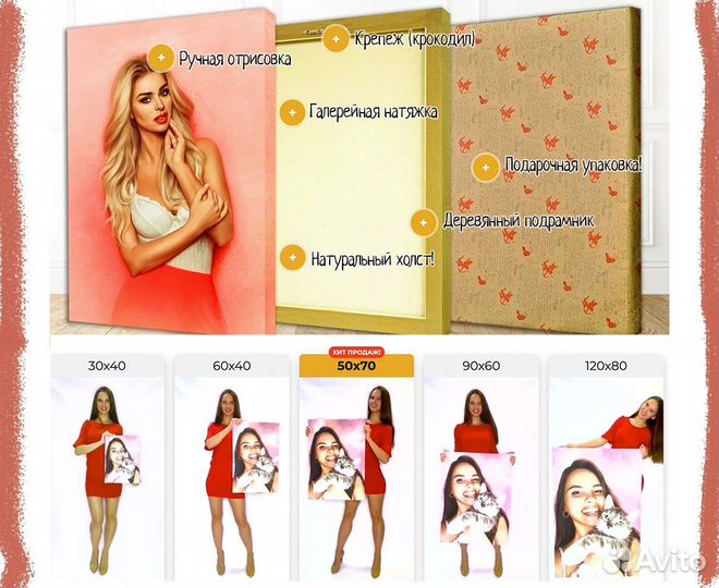 Портрет на холсте (любые размеры)