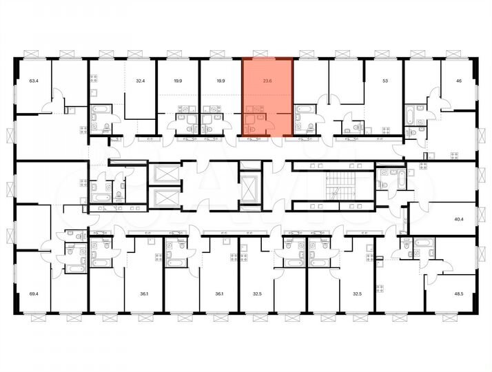 Квартира-студия, 23,6 м², 13/25 эт.
