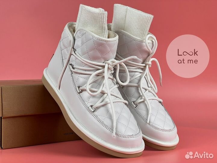 Угги женские ботинки Ugg Lodge Mini Leather White